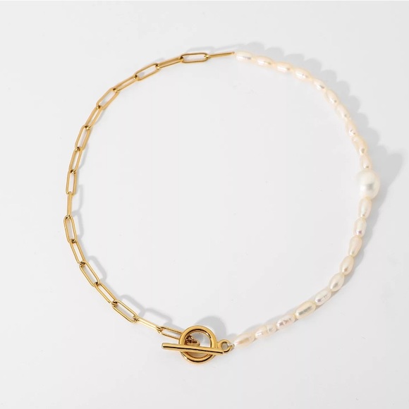 🆕Buckle chain necklace pearls Gold plated stainless steel Choker - Picture 9 of 9